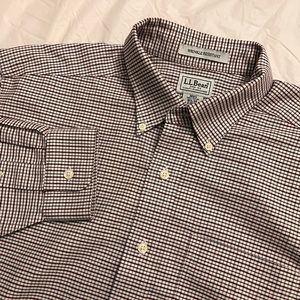 L.L. Bean Men's Plaid Wrinkle-Resistant 16.5x34 Long Sleeve Button-Down Shirt L